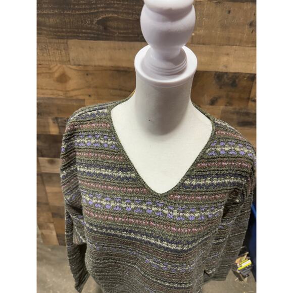 Vintage 1980s ALPS- Olive Grove-V-Neck Sweater - Size XXL - Picture 2 of 8